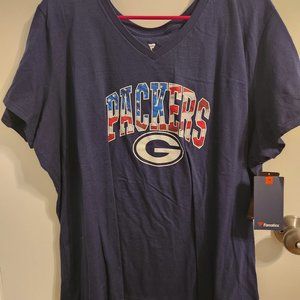 GREEN BAY PACKERS WOMEN'S V-NECK SHORT SLEEVED T-SHIRT